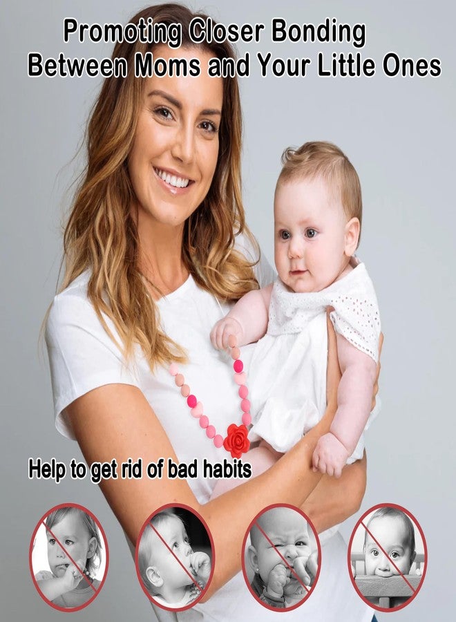 Jissoo 2Pcs Breastfeeding Necklaces - Silicone Sensory Necklace for New Moms,Emotional Calming Supplies,Newborn Nursing Sensory Necklace,Stylish Silicone Floral Nursing Necklaces - Image 3